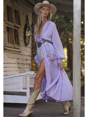 Chasing Unicorns Enter The Dreamland Embroidered Duster Dress Size XS